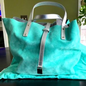 Tiffany Blue Reversible Suede Tote, Small bag.